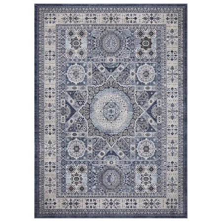 Esfera Suzani Medallion Rectangle Area Rug - Navy - 7 x 9 ft. ES2848480